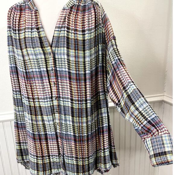 Free People Multicolor Plaid Button Down Shirt - Picture 11 of 12